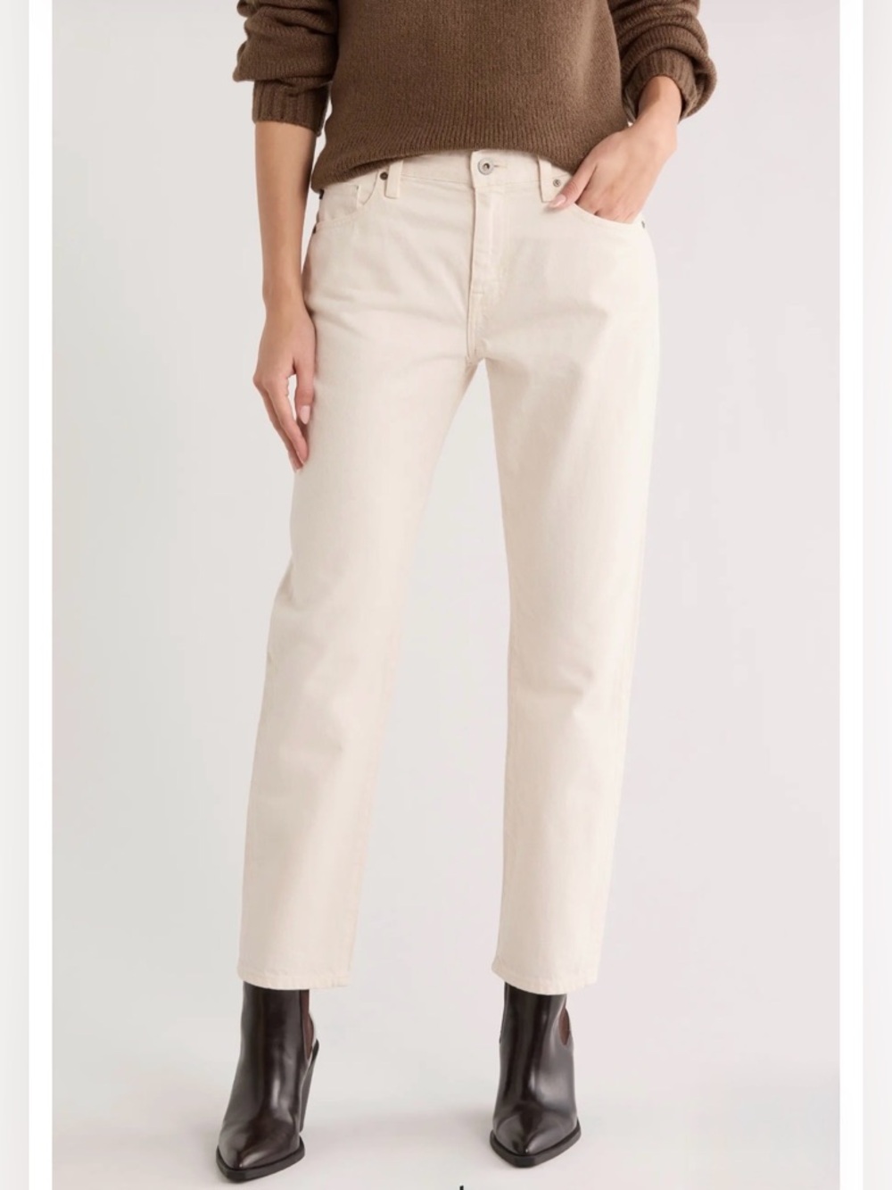 AG Ex-Boyfriend Mid Rise Slouchy Slim Jeans, Opal Stone, Size 27